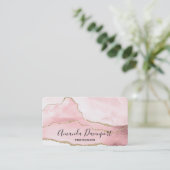 Rosa Blush Tor mit Gold Ribbon Elegant Visitenkarte (Stehend Vorderseite)