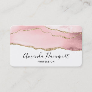 Rosa Blush Tor mit Gold Ribbon Elegantes Business Visitenkarte