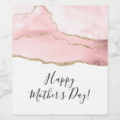 Rosa Blush Tor mit Gold Ribbon Mutter Day Weinetikett (Einzelnes Label)