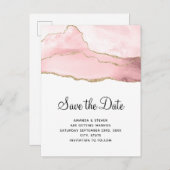 Rosa Blush Tor mit goldener Ribbon Elegante Hochze Einladungspostkarte (Vorne/Hinten)