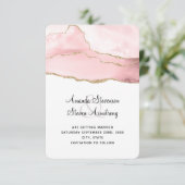 Rosa Blush Tor mit goldener Ribbon Elegante Hochze Save The Date (Stehend Vorderseite)