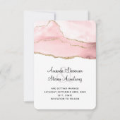 Rosa Blush Tor mit goldener Ribbon Elegante Hochze Save The Date (Vorderseite)