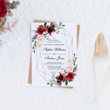 Rosa Blush und Burgund Rose Einladung Hochzeit