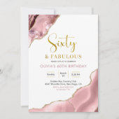 Rosa Blush und Gold 60 und fabelhaft Einladung (Vorderseite)