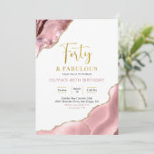Rosa Blush und Gold Vierzig und fabelhafte Einladu Einladung (Stehend Vorderseite)