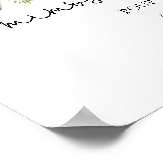 Rosa Blush und Grüne Mimosa Bar Drink Zeichen Poster (Ecke)