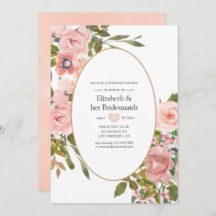 Rosa Blush und Rose Gold Bridesmaiers Luncheon Einladung