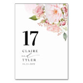 Rosa Blush und Rose Hochzeit mit goldenen Blumen Tischnummer (Vorderseite)