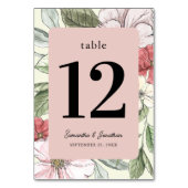 Rosa Blush und Sage Fall Blume Tischnummer (Vorderseite)