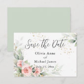 Rosa Blush Wasserfarben Save the Date Rose (Vorne/Hinten)