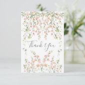 Rosa Blush Wildblumen Elegante Blumenhochzeit Dankeskarte (Stehend Vorderseite)