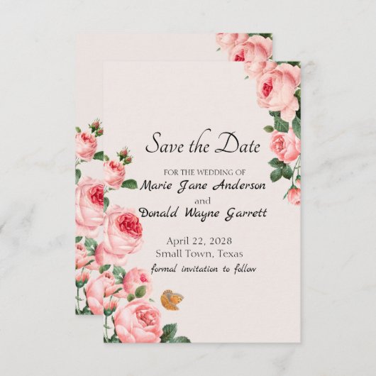 Rosa Blushing Save The Date (Vorne/Hinten)