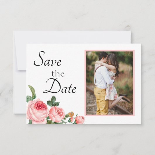 Rosa Blushing Save The Date (Vorderseite)