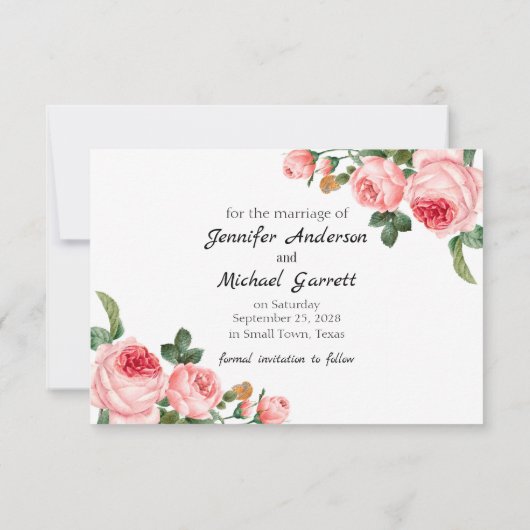 Rosa Blushing Save The Date (Rückseite)