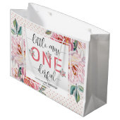 Rosa Blüte 1. Geburtstagsglanz Große Geschenktüte (Vorderseite Schrägansicht)