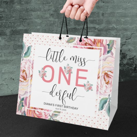 Rosa Blüte 1. Geburtstagsglanz Große Geschenktüte