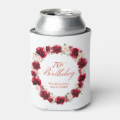 Rosa Blüte 70. Geburtstag Personalisiert Dosenkühler (Kanne Vorderseite)