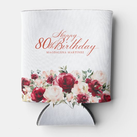 Rosa Blüte 80. Geburtstag Personalisiert Dosenkühler (Vorderseite)