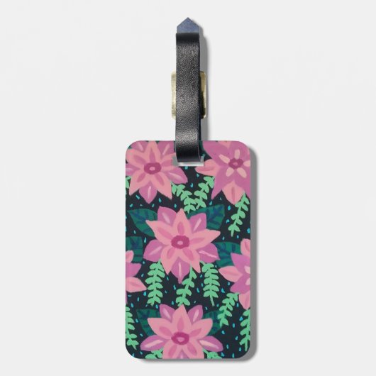 Rosa Blüte Abstrakt Gepäckanhänger (Rückseite vertikal)