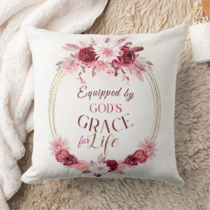 Rosa Blüte ausgestattet mit Gods Grace Inspiration Kissen