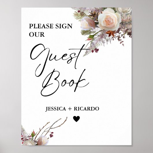 Rosa Blüte Bitte unterschreiben Sie unser Gästebuc Poster (Vorne)