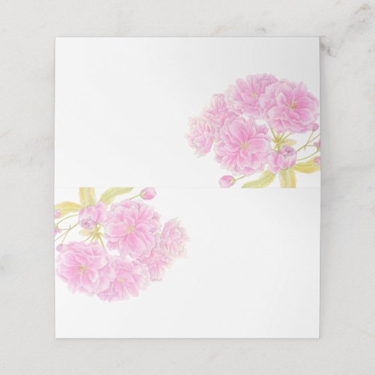 Rosa Blüte Blumenzelt Platzkarten (Außenseite Aufgefaltet)