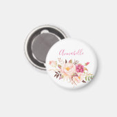 Rosa Blüte Blütenblüte - weiß Magnet (Vorderseite/Rückseite)