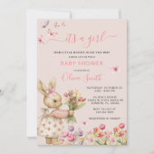Rosa Blüte ein bisschen Sonne ist auf dem Weg Baby Einladung (Vorderseite)