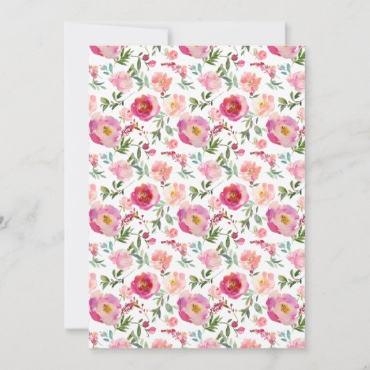 Rosa Blüte Eine kleine Wildblume Wasserfarbendusch Einladung (Rückseite)