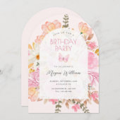 Rosa Blüte Einladung (Vorne/Hinten)