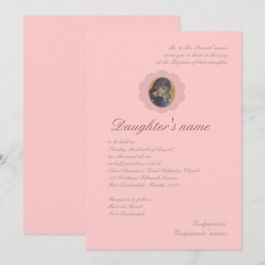 Rosa Blüte Einladung (Vorne/Hinten)