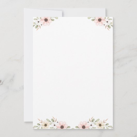 Rosa Blüte Es ist eine Girl Owl Babydusche Einladung (Rückseite)