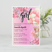 Rosa Blüte Es ist eine Mädchen-Baby-Dusche Einladu Einladung (Stehend Vorderseite)