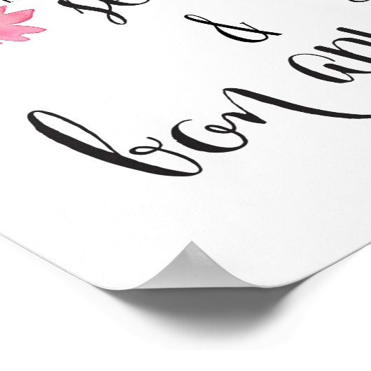 Rosa Blüte finden Sie Ihren Sitzplatz und Bon Appe Poster (Ecke)