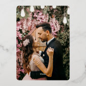 Rosa Blüte Frühling Abend feiern Gold Folieneinladung (Rückseite)