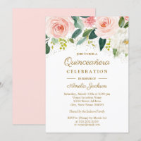 Rosa Blüte Gold Aquarellfarben Quinceanera