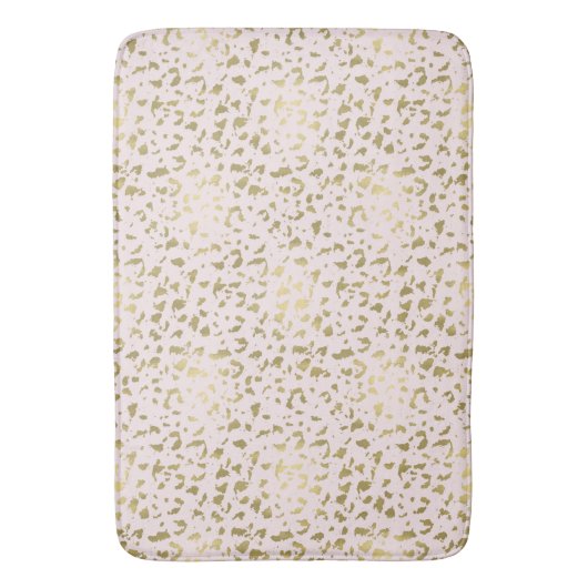 Rosa Blüte Gold-Tierausdruck Badematte (Vorderseite Vertikal)