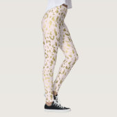 Rosa Blüte Gold-Tierausdruck Leggings (Rechts)