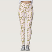 Rosa Blüte Gold-Tierausdruck Leggings (Vorderseite)