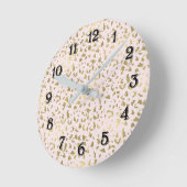 Rosa Blüte Gold-Tierausdruck Runde Wanduhr (Winkel)