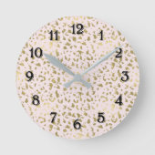 Rosa Blüte Gold-Tierausdruck Runde Wanduhr (Vorderseite)