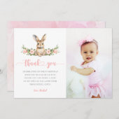 Rosa Blüte Irgendein sonniges Mädchen 1. Geburtsta Dankeskarte (Vorne/Hinten)