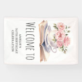 Rosa Blüte jedes Zeitalter Buchthema Geburtstag Wi Banner (Horizontal)