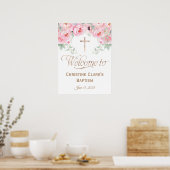 Rosa, Blüte, Mädchen, Taufe Begrüßungszeichen, 18x Poster (Küche)