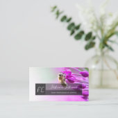 Rosa Blüte mit bienengrauem Rechteck Visitenkarte (Stehend Vorderseite)