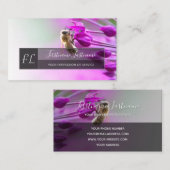 Rosa Blüte mit bienengrauem Rechteck Visitenkarte (Vorne/Hinten)