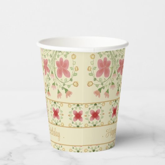 Rosa Blüte mit Creme Pappbecher (Rechts)