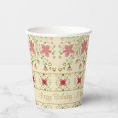 Rosa Blüte mit Creme Pappbecher (Vorderseite)