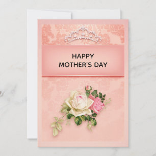 Rosa Blüte mit Diamond Tiara Classy Mother Day Feiertagskarte