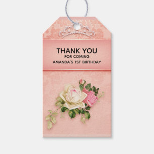Rosa Blüte mit Diamond Tiara Princess Birthday Geschenkanhänger